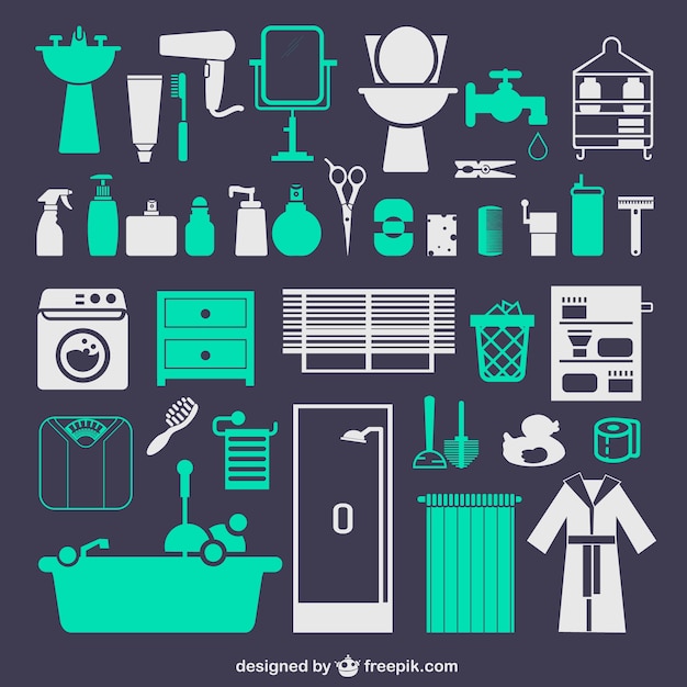 Free vector typical bathroom icons