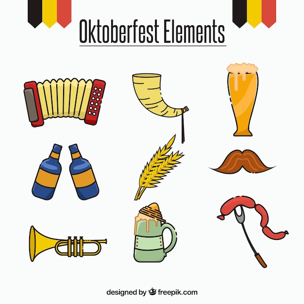 Vettore gratuito tipici elementi oktoberfest