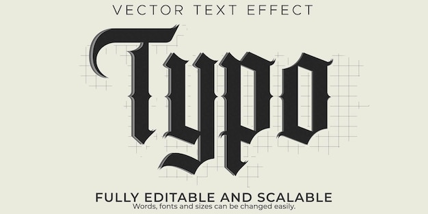 Typo sketch text effect, editable logo and blackletter text style