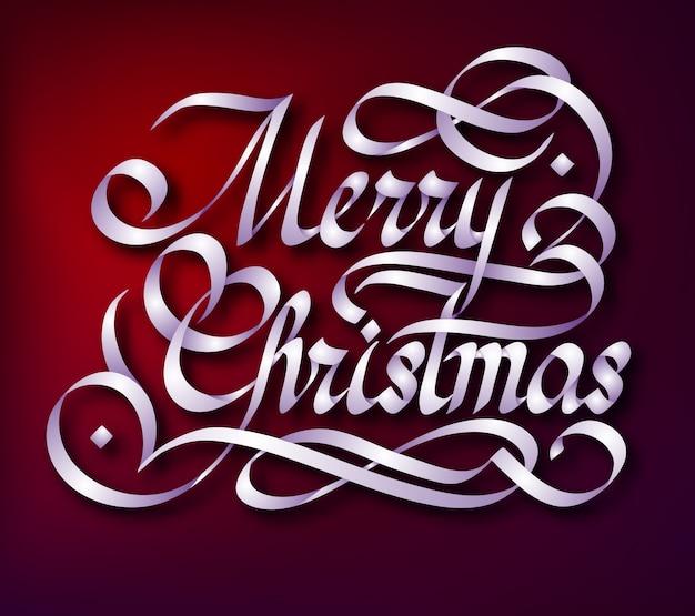 Typographic greeting template with handwritten celebrating Merry Christmas inscription