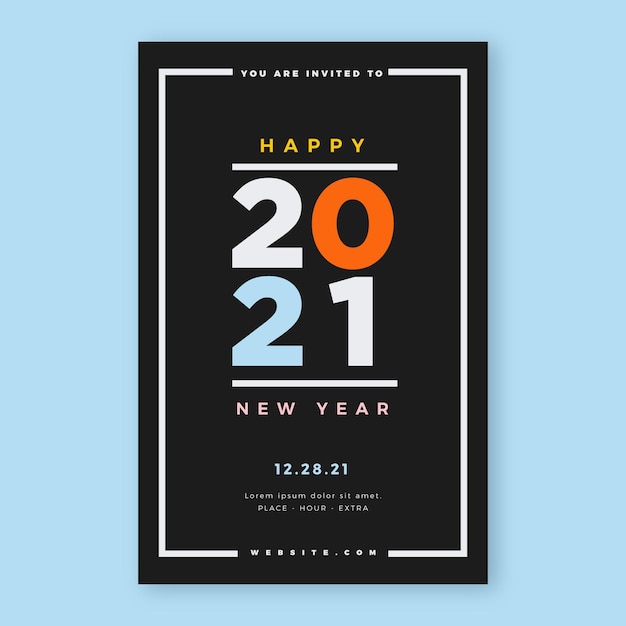 Typographic new year 2021 party flyer template