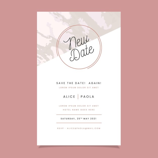 Typographic postponed wedding card