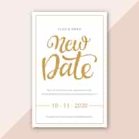 Free vector typographic postponed wedding card