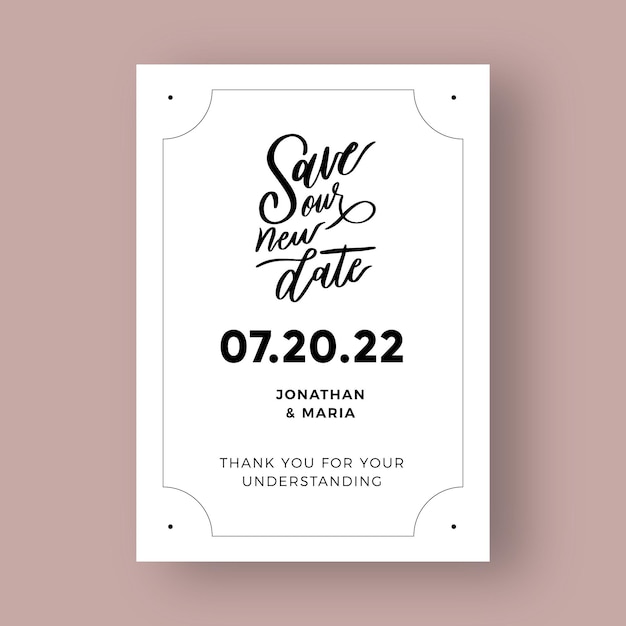 Free vector typographic postponed wedding card