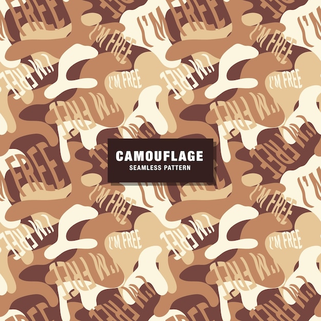 Vettore gratuito tipografia camouflage seamless pattern