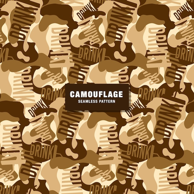 Free vector typography camouflage seamless pattern