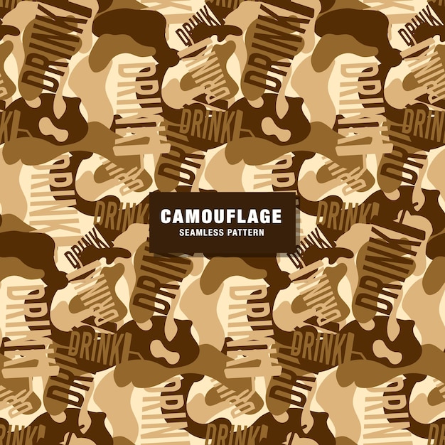 Typography camouflage seamless pattern