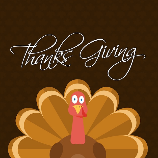 Free vector typography happy thanksgiving ,autumn turkey bird  background