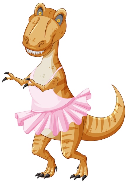無料ベクター 漫画のスタイルでバレエを踊るティラノサウルスレックス恐竜