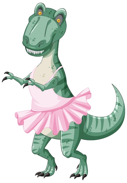 Бесплатное векторное изображение Тираннозавр рекс динозавр танцует балет в мультяшном стиле