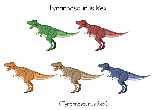 Tyrannosaurus Rex in five colors