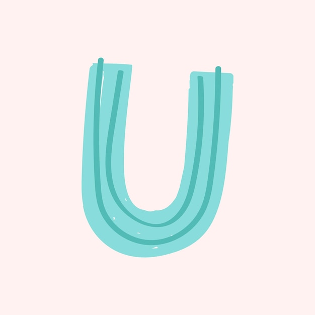 U letter doodle typography font vector