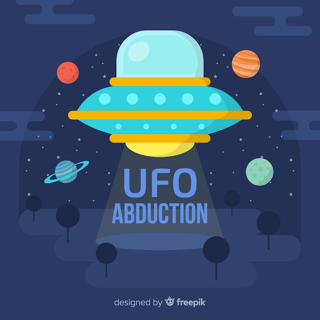 Ufo abduction concept with flat design