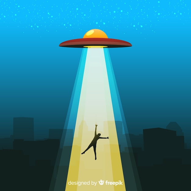 무료 벡터 평면 디자인의 ufo 납치 개념