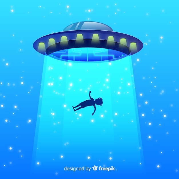 Free vector ufo abduction concept with flat design