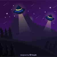 Free vector ufo abduction concept with flat design