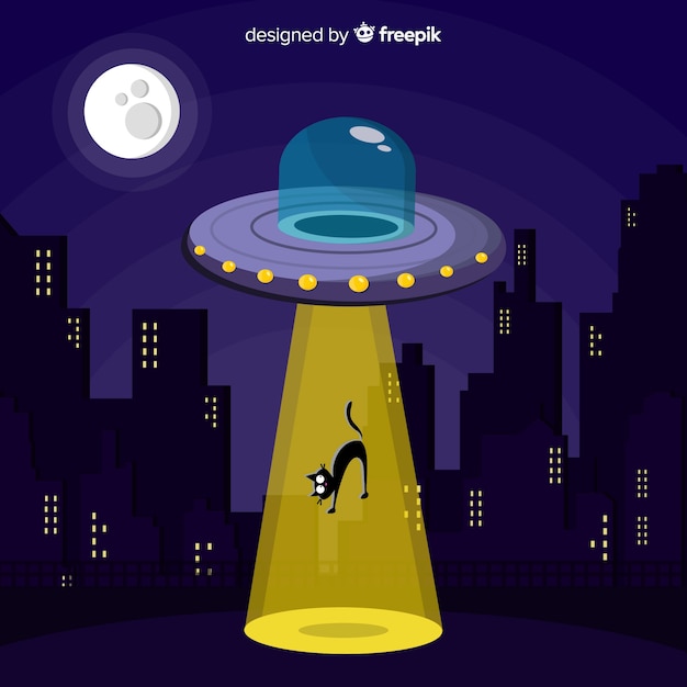 Free vector ufo abduction concept with flat design