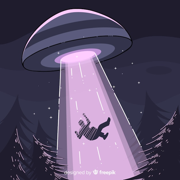 Free vector ufo abduction concept with hand drawn style