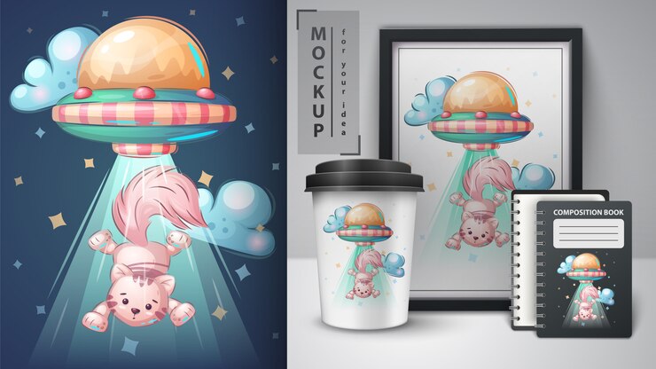 Free Vector ufo cat - poster and merchandising