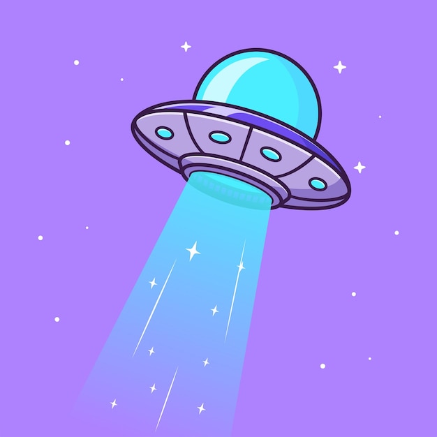 Free vector ufo spaceship flying in space cartoon vector icon illustration. science technology icon isolated
