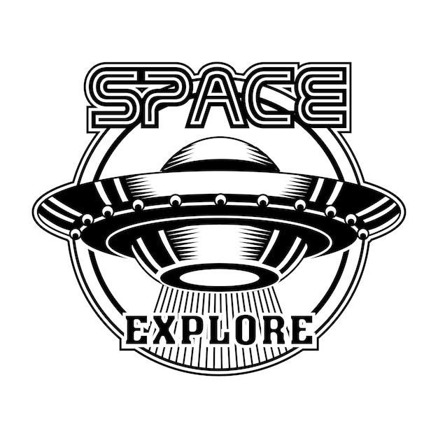 Free vector ufo vector illustration. monochrome extraterrestrial spaceship for aliens