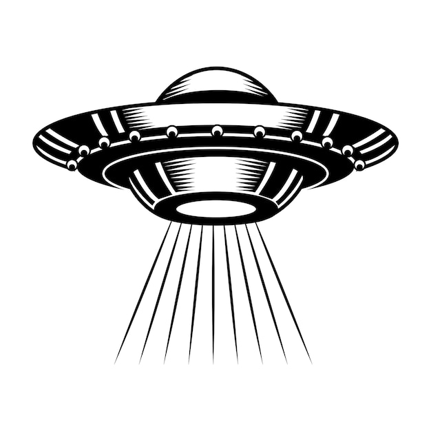 UFO vector illustration. Unidentified flying object, saucer, cosmic, vessel