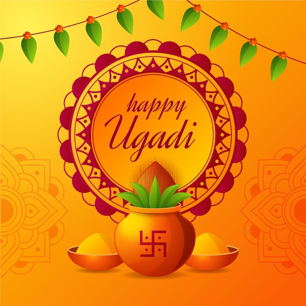 Ugadi celebration flat design