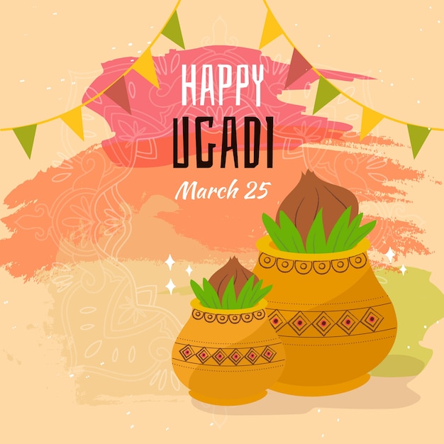 Vettore gratuito evento ugadi con stile disegnato a mano