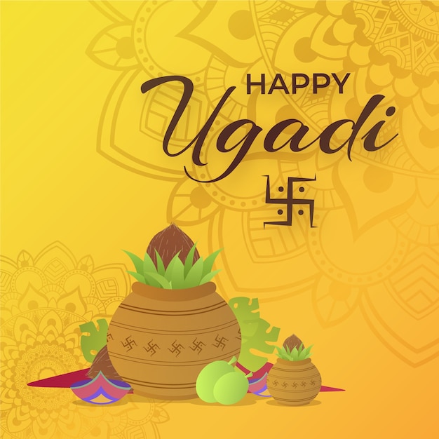 Vettore gratuito ugadi in design piatto