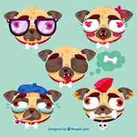 Vettore gratuito pugs brutti con stile originale