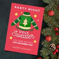 Free vector ugly sweater party invitation template