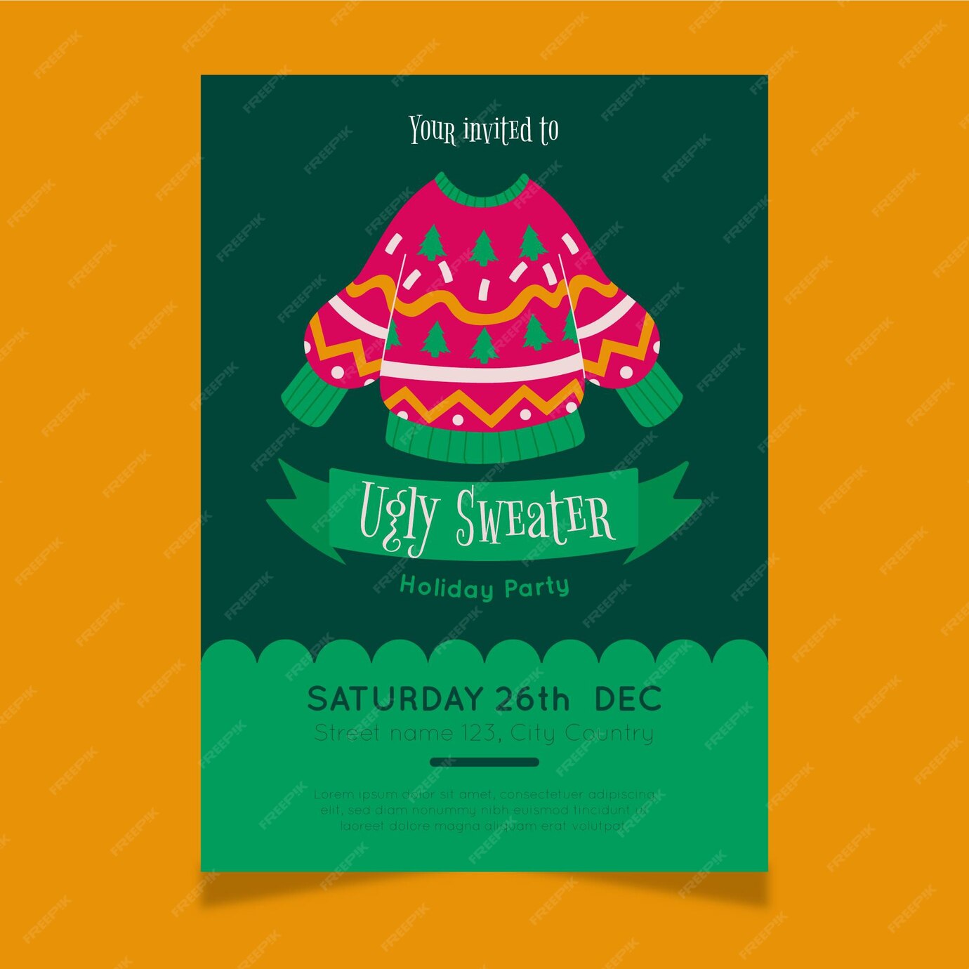free-vector-ugly-sweater-party-invitation-template