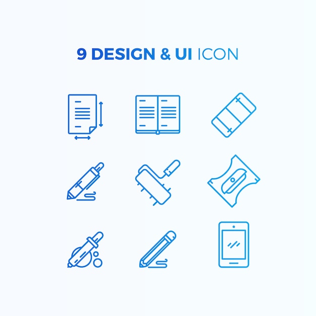 Бесплатное векторное изображение Коллекция иконок ui and design