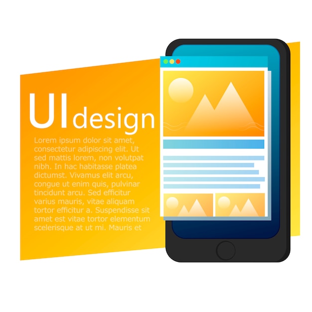 Vettore gratuito banner di ui app design mobile phone