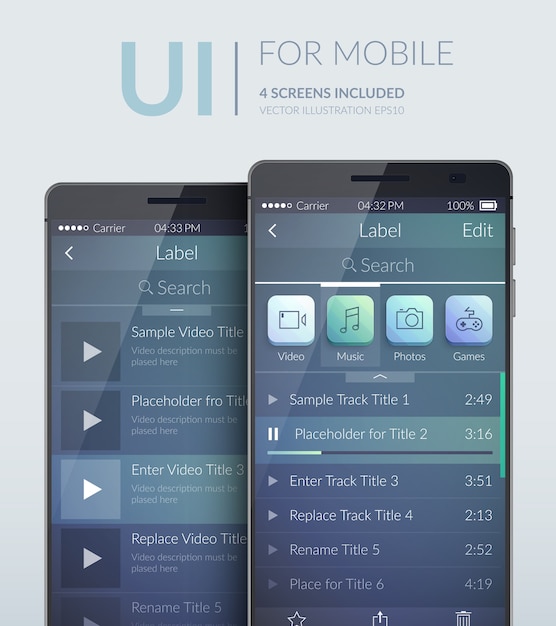 Free vector ui design concept for mobile phone