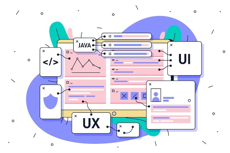 Free Vector ui and ux app development concept