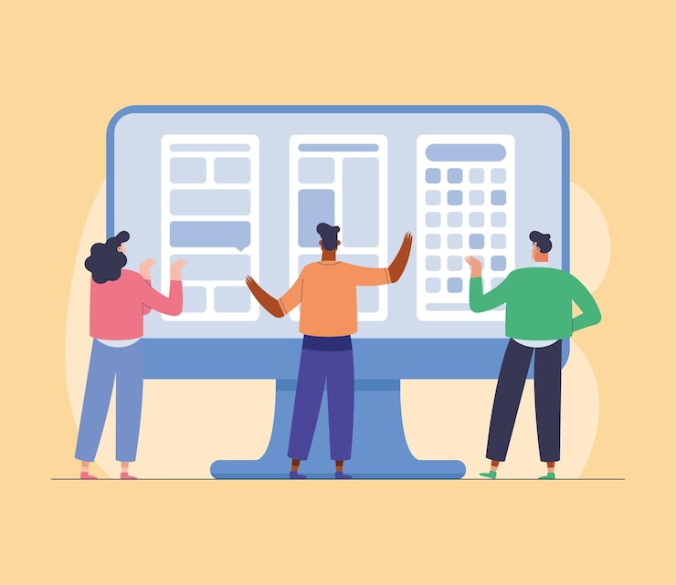 Free Vector ui and ux three designers