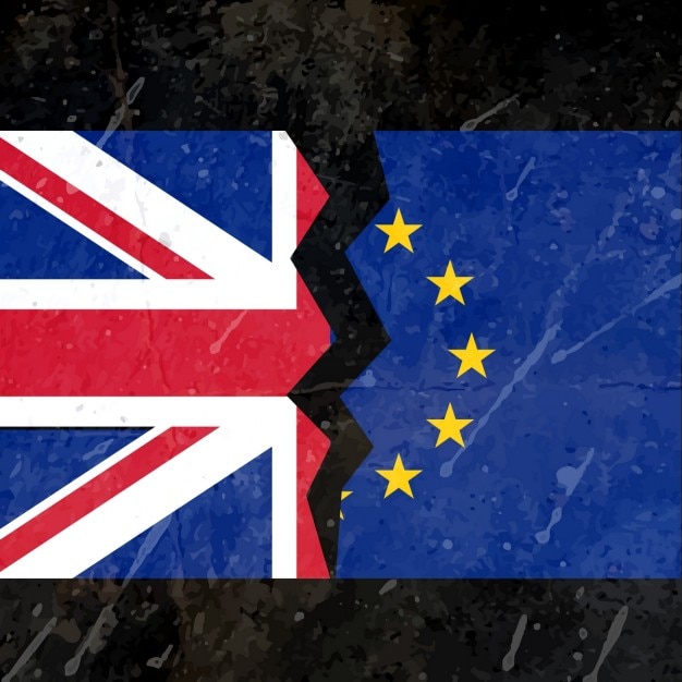 Free vector uk and eu broken flag