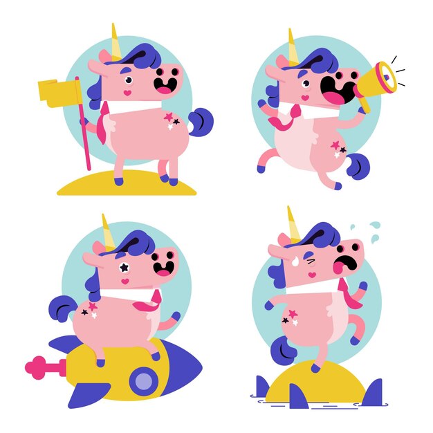 Ukko the unicorn sticker set