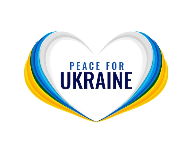 Ukraine flag heart with peace for ukraine message