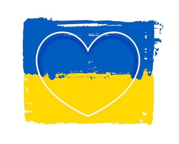 Free vector ukraine flag with line heart with text space