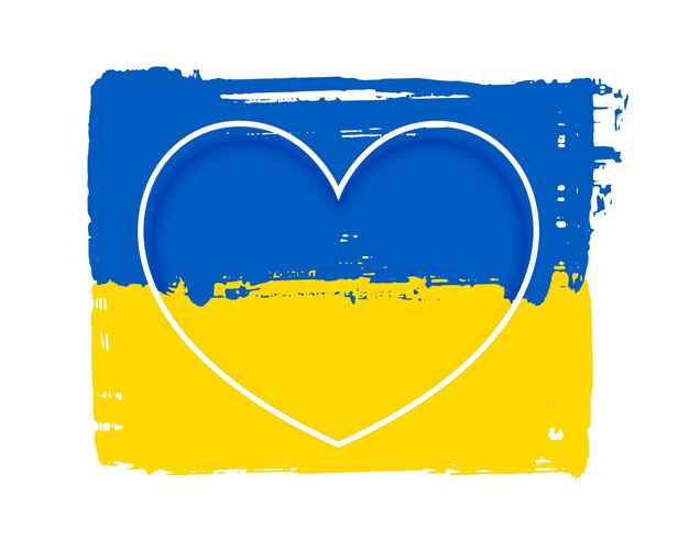 Ukraine flag with line heart with text space