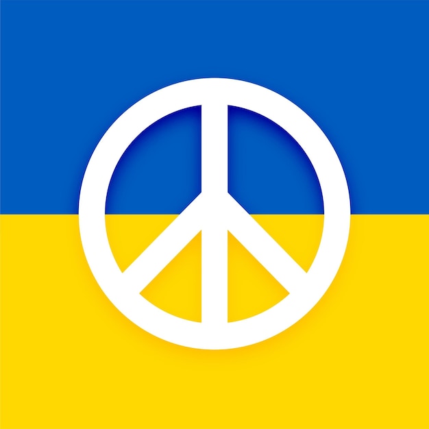 Ukraine flag with peace symbol to stop russia war and invasion