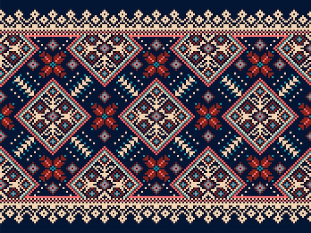 Free vector ukrainian folk seamless pattern ornament