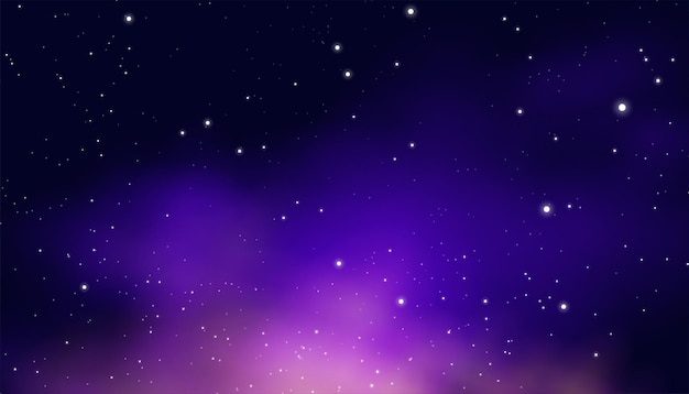 Free vector ultimate starry night sky banner with shining star in dark