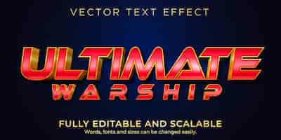 Free vector ultimate warship text effect, editable war and hero text style