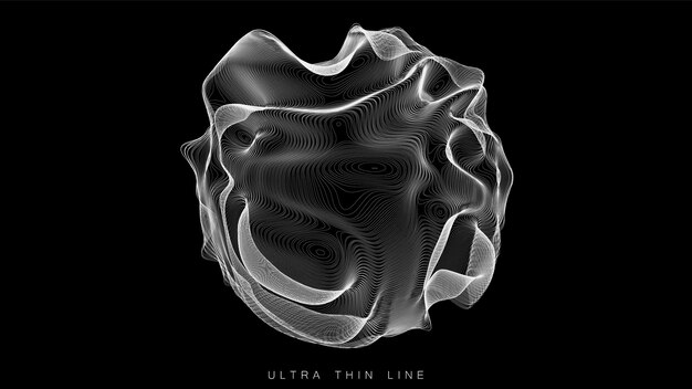 Ultra thin line fluid geometry on dark background