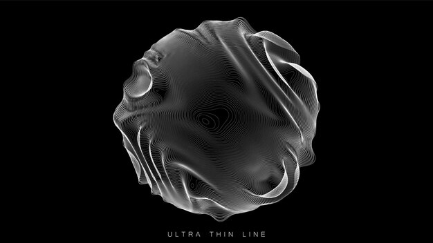 Free vector ultra thin line fluid geometry. dynamic distorted spheres.