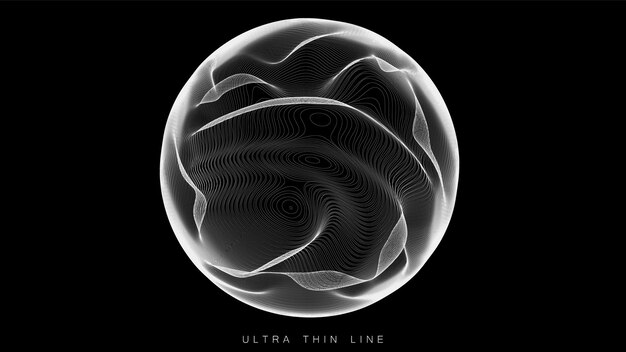 Ultra thin line fluid geometry. Dynamic distorted spheres.