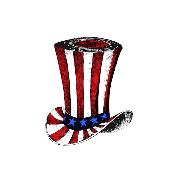 Бесплатное векторное изображение Шляпа дяди сэма шляпа сэма на день президента голосуйте за тему президентских выборов 4 июля